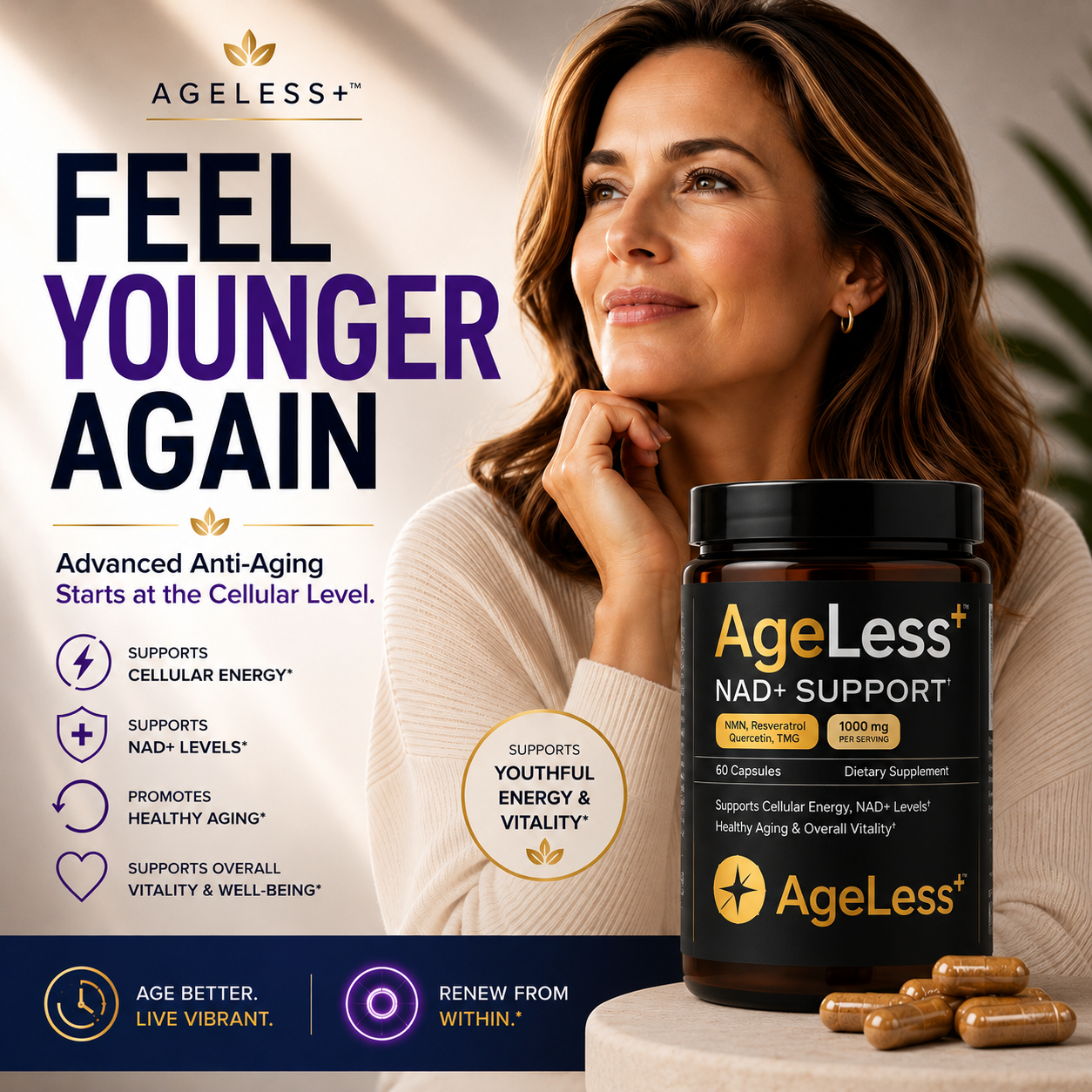 AgeLess+™ Anti-Aging, Youthful Energy & Cellular Renewal Complex